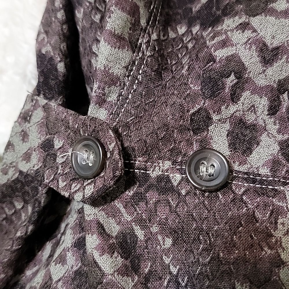 Free People Linen blend mini shirt dress snake print short sleeve size S Petite - Picture 9 of 9